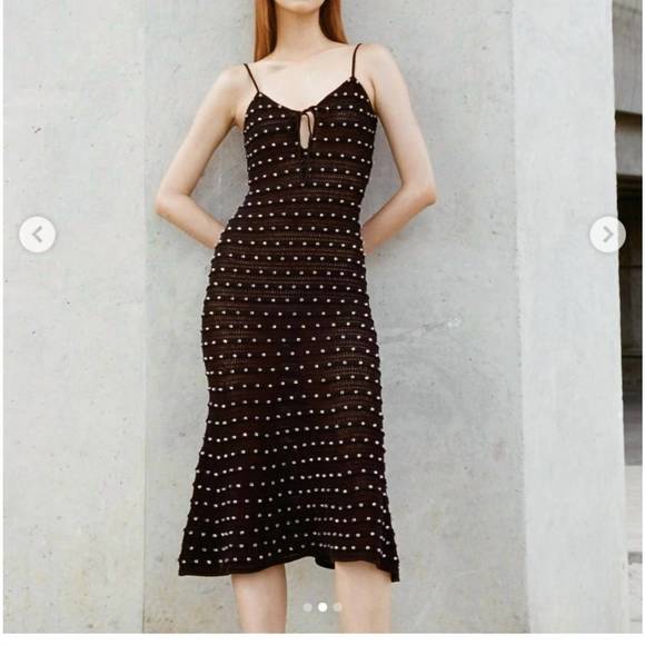 NEW SELF-PORTRAIT black beaded knit midi dress in black - Picture 2 of 5
